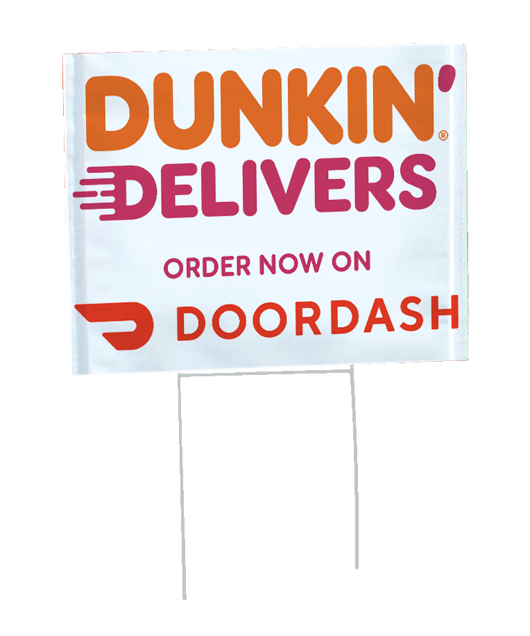 Dunkin' Donuts 18" X 24" Double Side Bandit Sign - Delivers Doordash