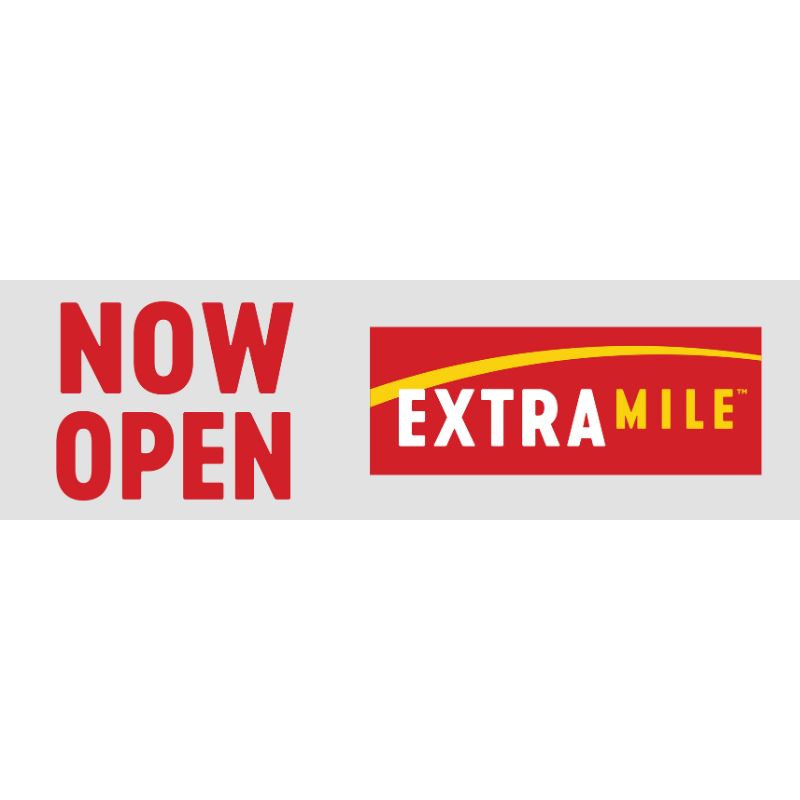 3' X 10' ExtraMile White Now Open Vinyl Banner