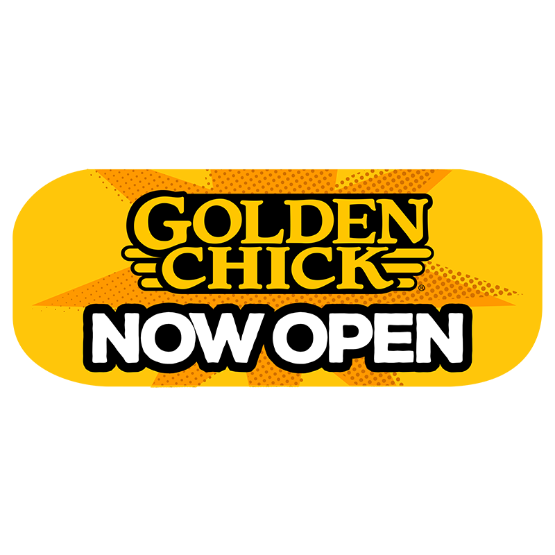 Golden Chick 3’ X 6’ Shaker Sign Yellow Now Open