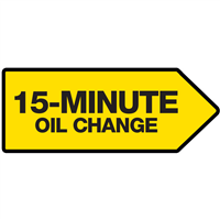 FullSpeed Automotive 46x18 Double Sided 15-Minute Oil Change Spinner Sign - YELLOW