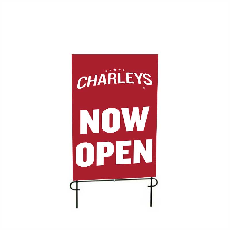 22" x 35" Charleys Philly Steaks Now Open Super Bandit Sign (double sided vinyl banner insert)