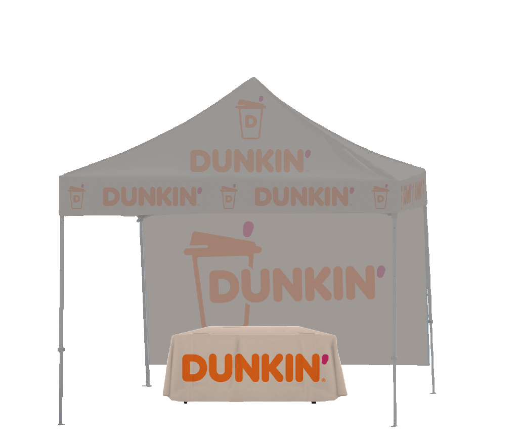6' Dunkin' Donuts Cream & Orange Logo Drape Tablecloth