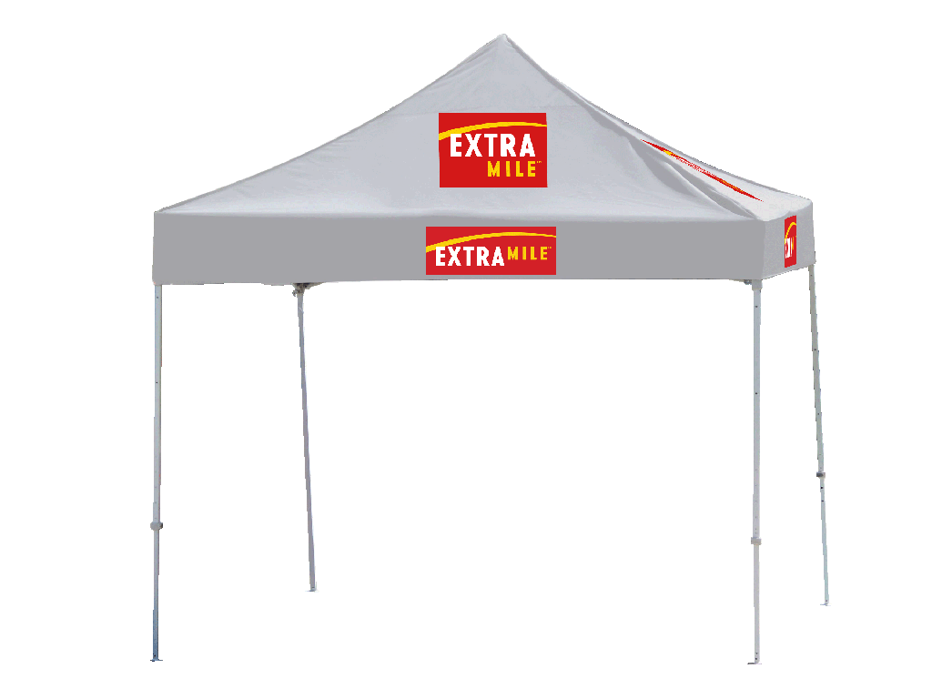 10’x10’ ExtraMile Logo Tent Topper..(white with red text)