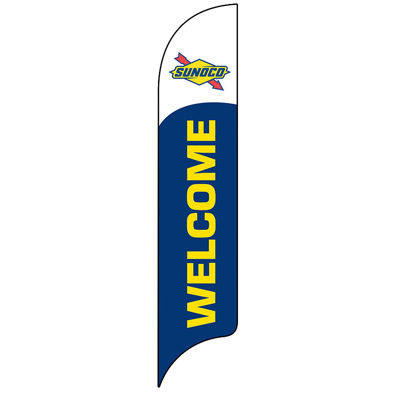15' Sunoco Blue Welcome AdverSail Flag (with yellow text)