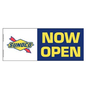 4' X 10' Sunoco Now Open Blue Banner 