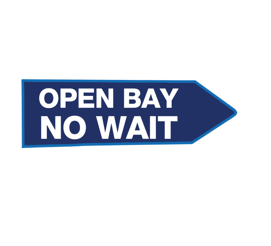 46" x 18" FullSpeed Automotive Blue Open Bay No Wait Arrow Spinner Sign (double-sided) 
