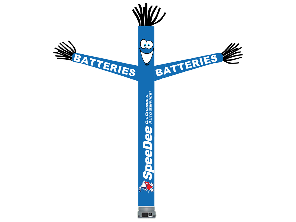 18' FullSpeed Automotive SpeeDee Oil Change Blue Batteries Tube Dancer Fabric Only (with face & arms)