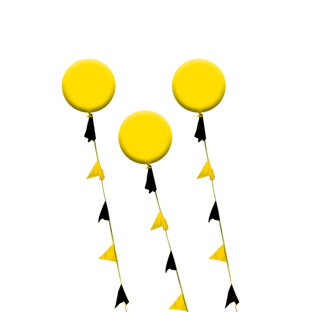 Kit of 3 Yellow Cloud Busters with 3 - 100' Yellow & Black Pennant Strands
