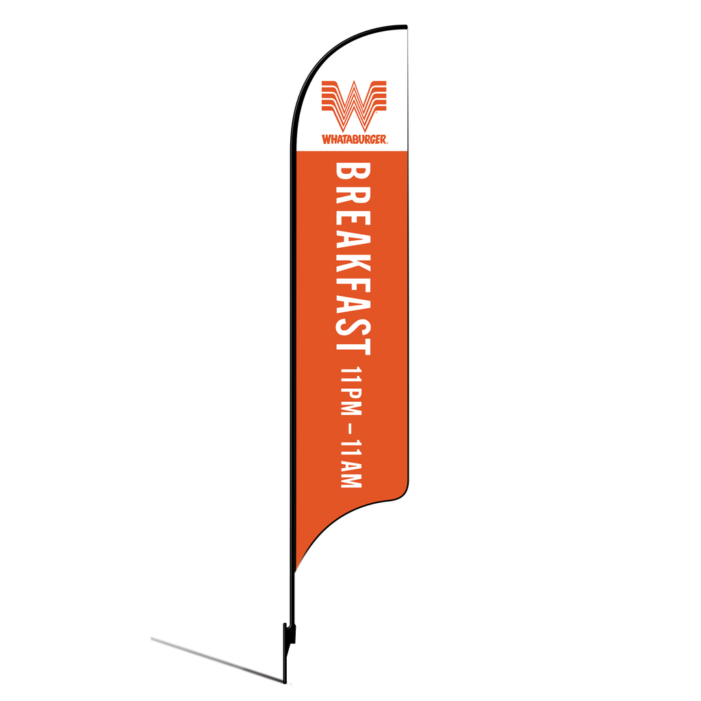 15' Whataburger Breakfast 11Pm To 11Am orange AdverSail Flag Kit