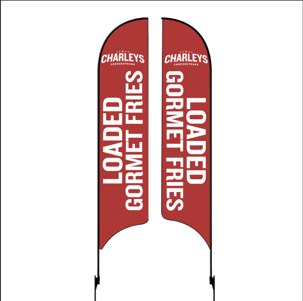 Kit for 15' Charleys Philly Steaks Red Loaded Gourtmet Fries Double Sided AdverSail Flag