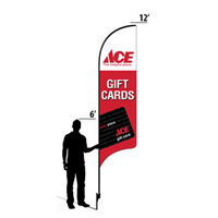 12' Ace Hardware Red Gift Cards AdverSail Flag