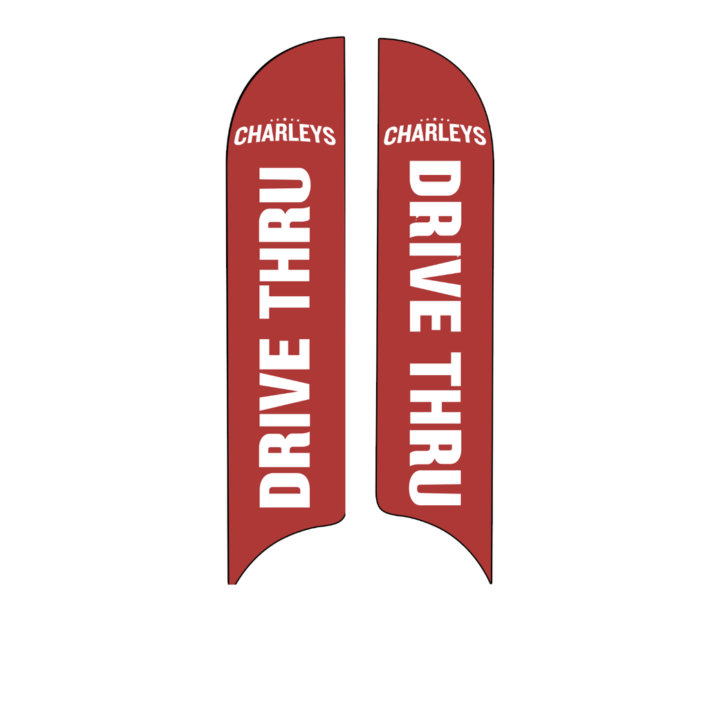 15' Charleys Philly Steaks Red Drive Thru Double Sided AdverSail Flag