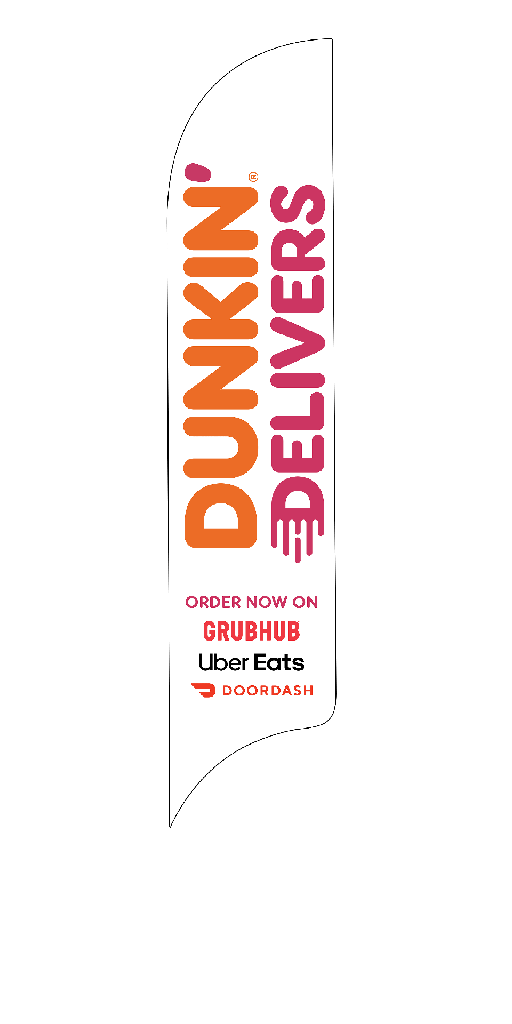 15' Dunkin' Donuts Orange Delivers GrubHub, UberEats, DoorDash AdverSail Flag