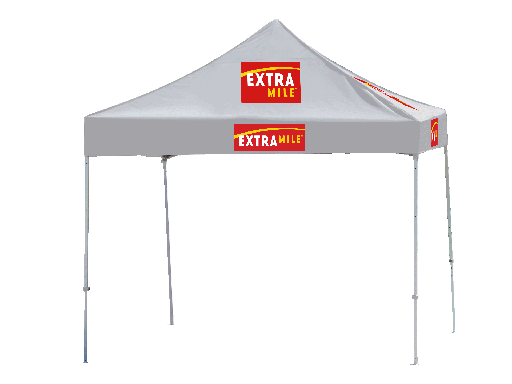 10’x10’ ExtraMile Logo Tent Topper..(white with red text)