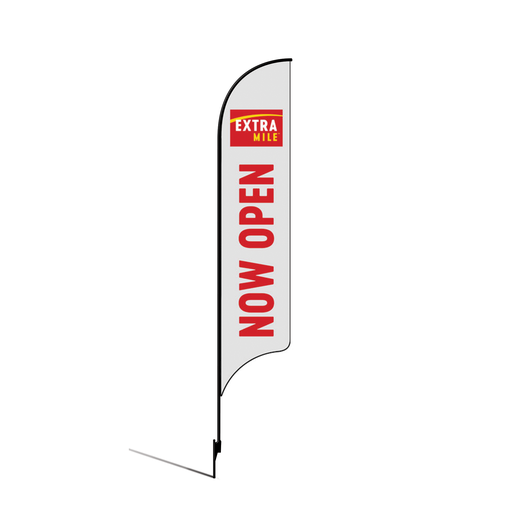 15’ ExtraMile White Now Open AdverSail Flag (2024 Artwork) Kit