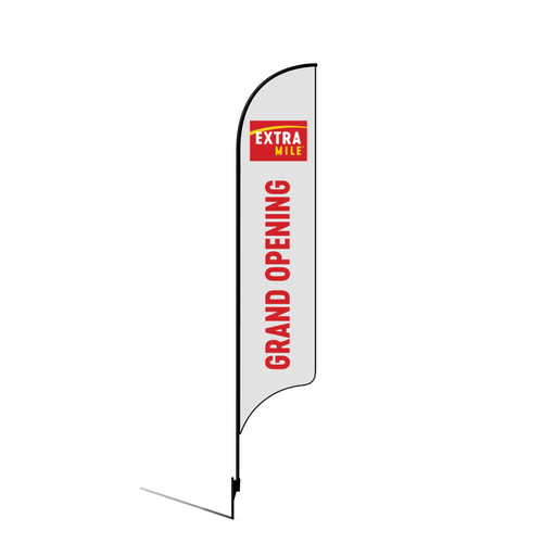 15’ ExtraMile White Grand Opening AdverSail Flag (2024 Artwork) Kit