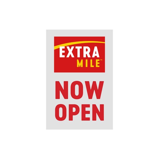 24"x36" ExtraMile C Stores White & Red Now Open A-frame Insert